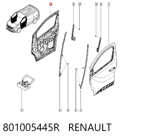 Puerta delantera derecha 801005445R Renault (RVI)