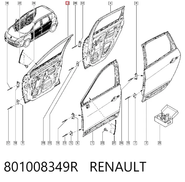 Puerta delantera derecha 801008349R Renault (RVI)