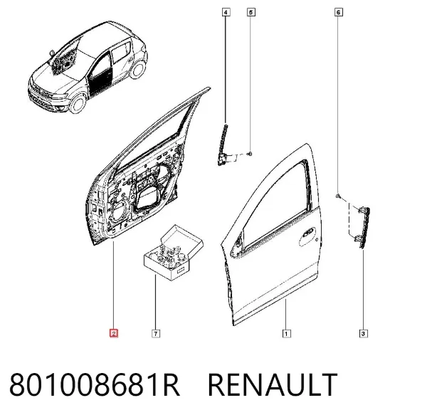Puerta delantera derecha 801008681R Renault (RVI)