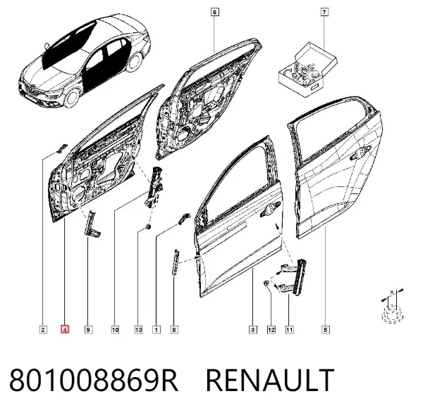 Puerta delantera derecha 801008869R Renault (RVI)