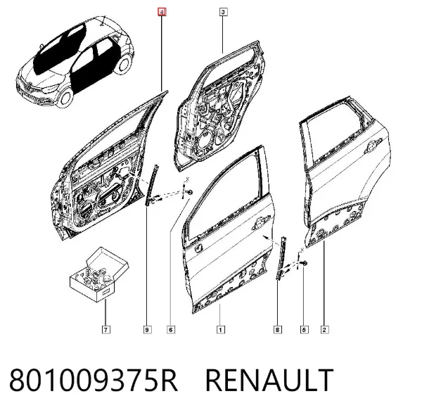 Puerta delantera derecha 801009375R Renault (RVI)