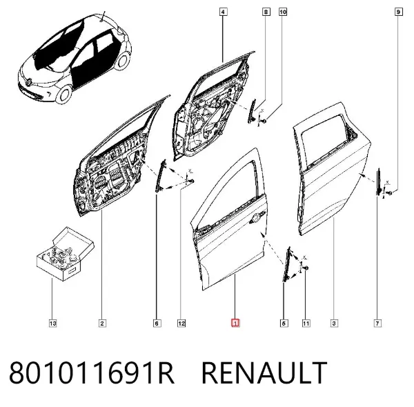 Puerta delantera izquierda 801011691R Renault (RVI)