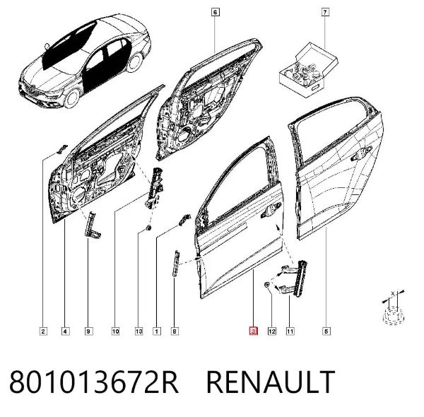 Puerta delantera izquierda 801013672R Renault (RVI)