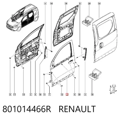 Puerta delantera izquierda RENAULT 801014466R