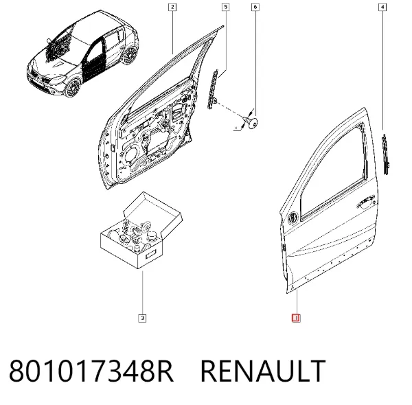 Puerta delantera izquierda 801017348R Renault (RVI)