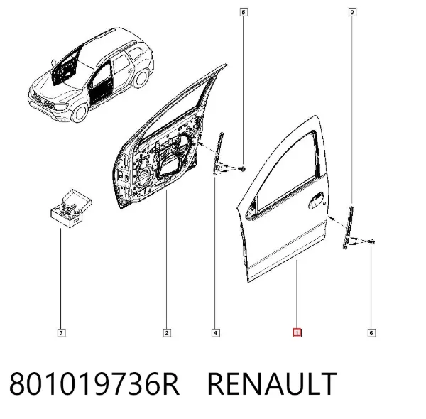 Puerta delantera izquierda 801019736R Renault (RVI)