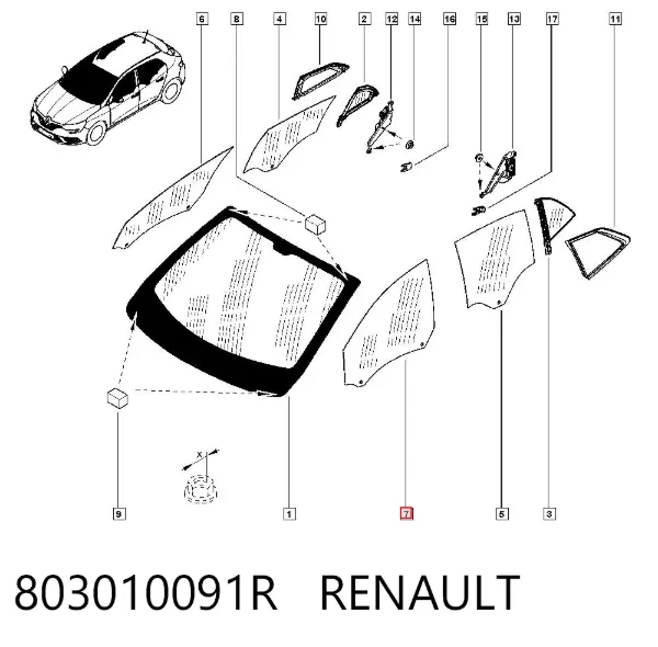 Luna delantera derecha 803010091R Renault (RVI)