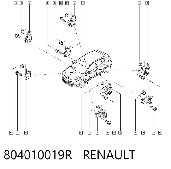 Bisagra de puerta delantera izquierda 804010019R Renault (RVI)