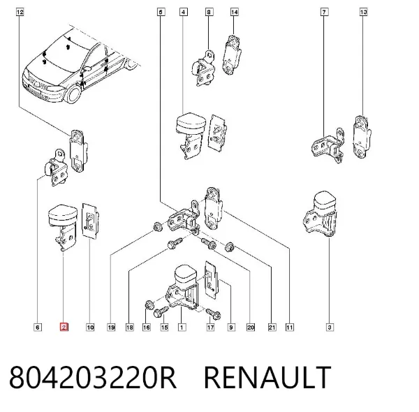 Bisagra de la puerta delantera derecha 804203220R Renault (RVI)