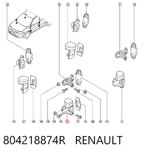Bisagra de puerta delantera izquierda 804218874R Renault (RVI)