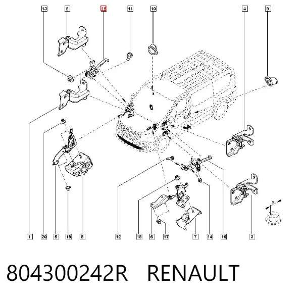 Limitador de apertura de puerta delantera 804300242R Renault (RVI)