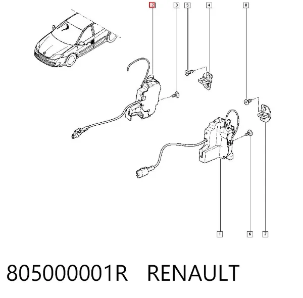 Cerradura de puerta delantera derecha 805000001R Renault (RVI)