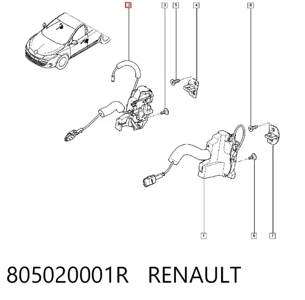 Cerradura de puerta delantera derecha 805020001R Renault (RVI)