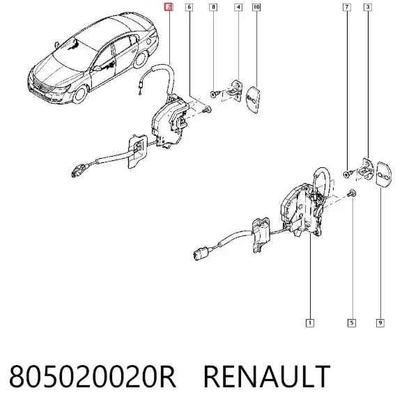 Cerradura de puerta delantera derecha 805020020R Renault (RVI)