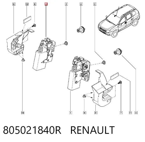 Cerradura de puerta delantera derecha 805021840R Renault (RVI)