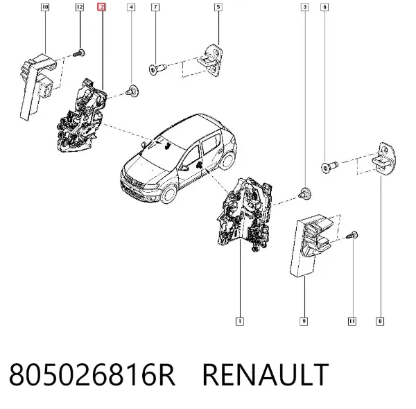 Cerradura de puerta delantera derecha 805026816R Renault (RVI)