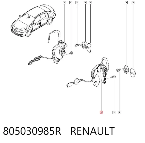 Cerradura de puerta delantera derecha 805030985R Renault (RVI)
