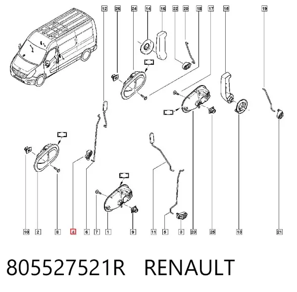 Botón de accionamiento del seguro de la puerta delantera izquierda 805527521R Renault (RVI)