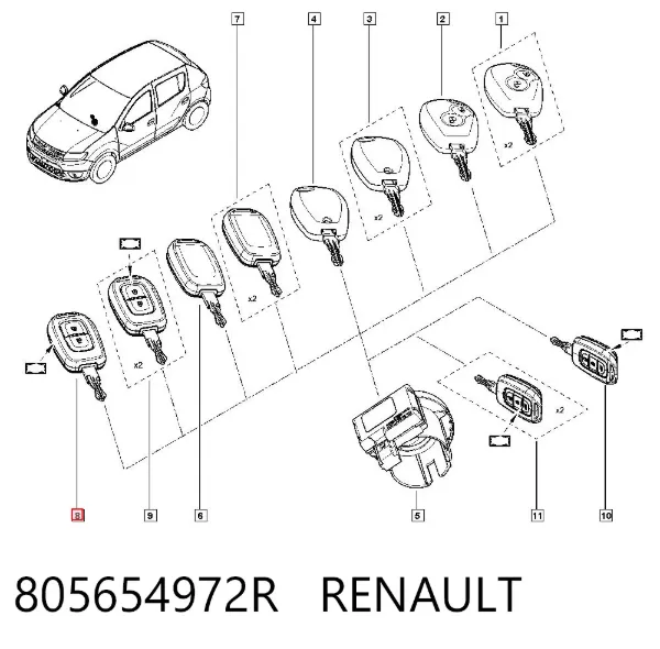Llave de encendido 805654972R Renault (RVI)