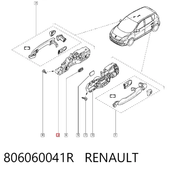 Soporte de manija exterior de puerta delantera derecha 806060041R Renault (RVI)