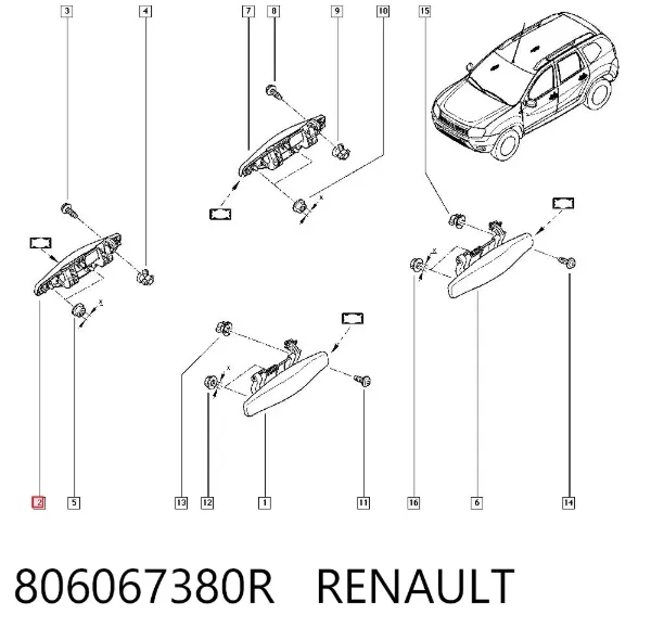 Manija exterior derecha delantera/trasera de puerta 806067380R Renault (RVI)