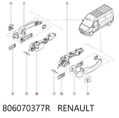 Soporte de manija exterior de puerta trasera izquierda RENAULT 806070377R