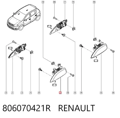 Manija exterior de puerta izquierda delantera/trasera RENAULT 806070421R