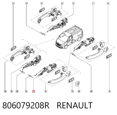 Soporte de manija exterior de puerta delantera izquierda RENAULT 806079208R