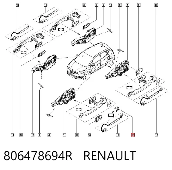 Embellecedor de la manija de puerta 806478694R Renault (RVI)