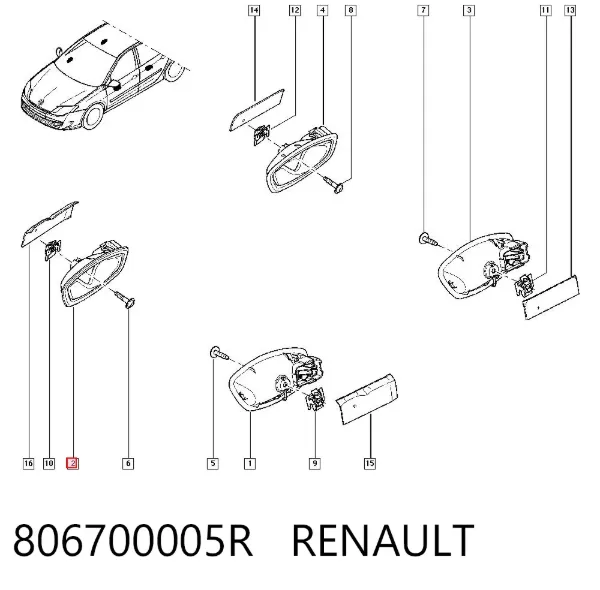 Manija interior de puerta delantera derecha 806700005R Renault (RVI)