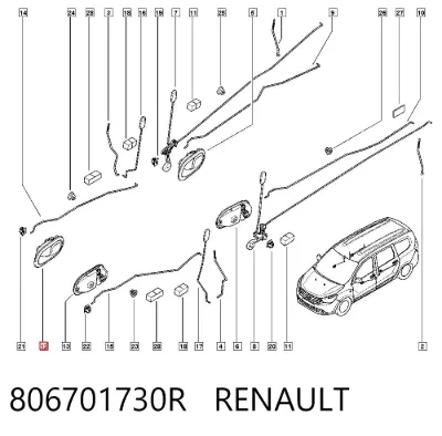Manija interior derecha delantera/trasera de puerta RENAULT 806701730R