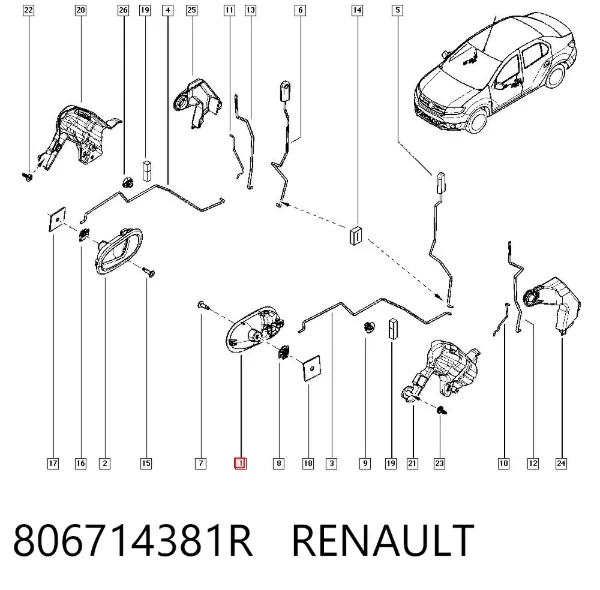 Manija interior de puerta delantera izquierda 806714381R Renault (RVI)