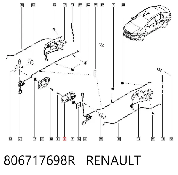 Manija interior de puerta delantera izquierda 806717698R Renault (RVI)