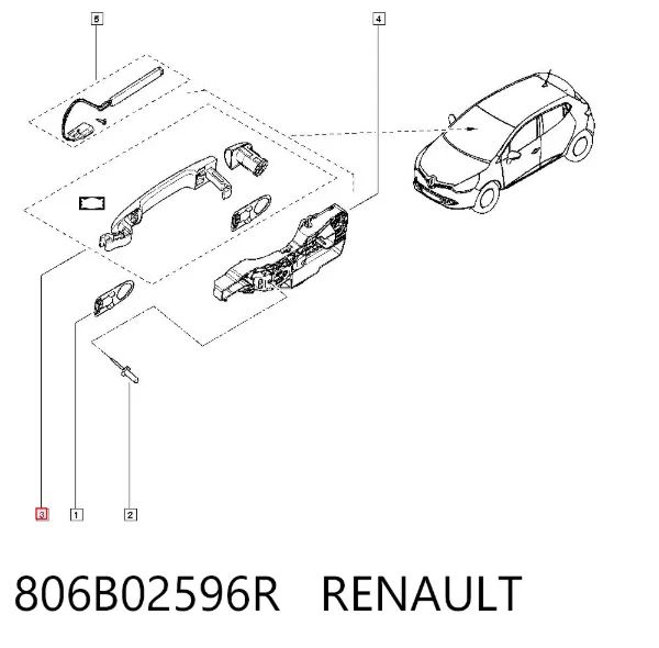 Manija exterior de puerta delantera 806B02596R Renault (RVI)