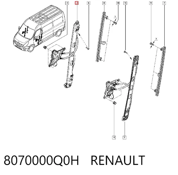 Mecanismo de elevalunas delantero derecha 8070000Q0H Renault (RVI)