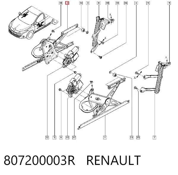 Mecanismo de elevalunas delantero derecha Renault Megane III