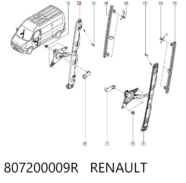 Mecanismo de elevalunas delantero derecha 807200009R Renault (RVI)