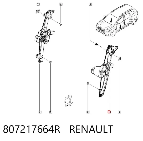 Mecanismo de elevalunas delantero izquierdo 807217664R Renault (RVI)