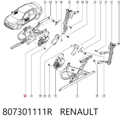 Motor del elevalunas de la puerta delantera derecha RENAULT 807301111R