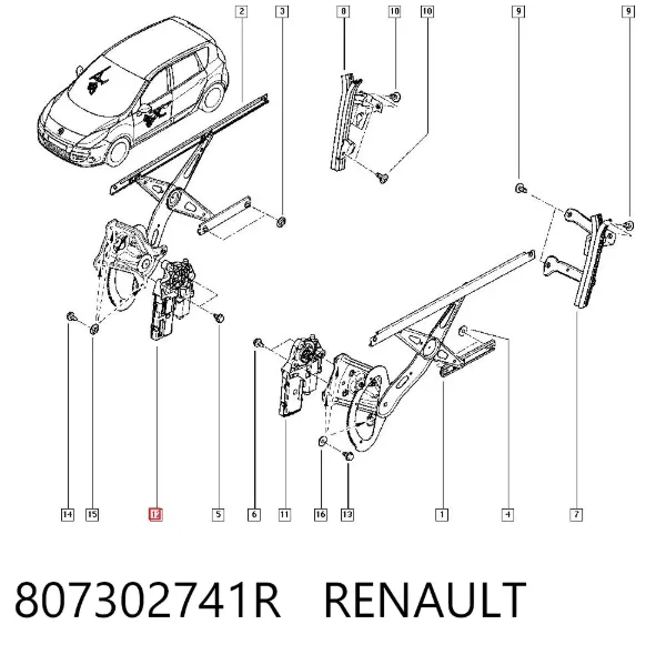 Motor del elevalunas de la puerta delantera derecha 807302741R Renault (RVI)