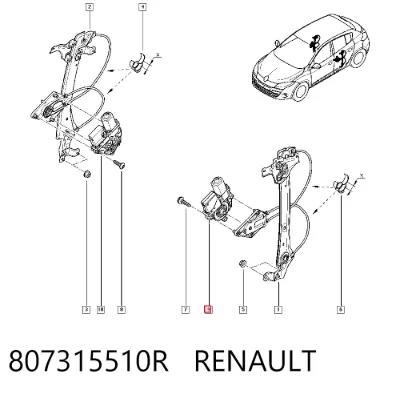 Motor del elevalunas de la puerta trasera izquierda RENAULT 807315510R
