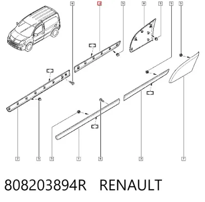 Moldura de salpicadera trasera derecha RENAULT 808203894R