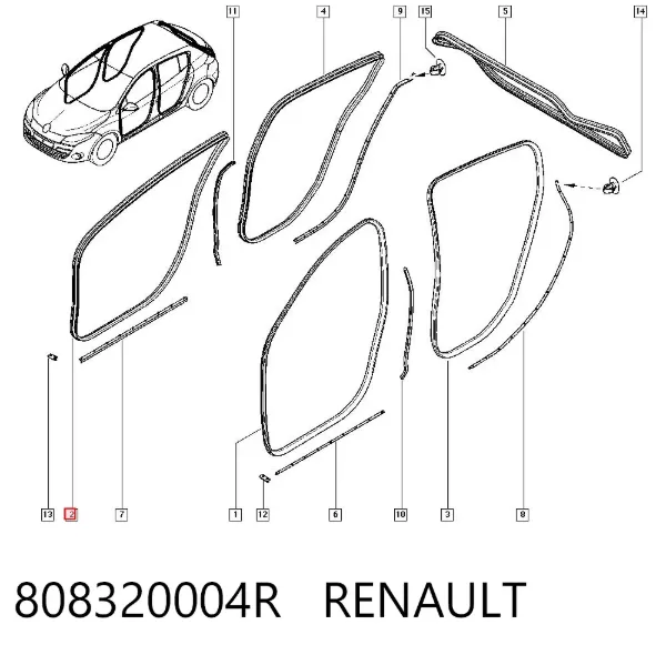 Junta de puerta delantera (en la carrocería) 808320004R Renault (RVI)