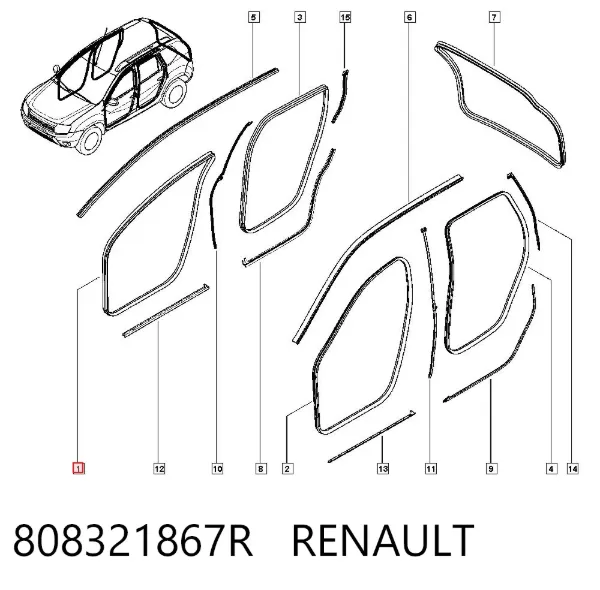 Junta de puerta delantera derecha (en la carrocería) 808321867R Renault (RVI)