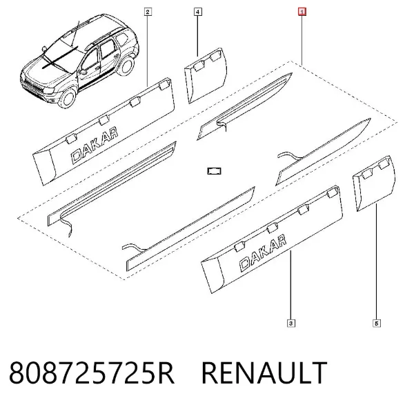 Juego de molduras de puertas 808725725R Renault (RVI)