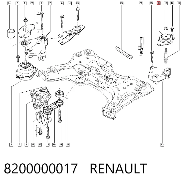 Soporte izquierdo del motor 8200000017 Renault (RVI)