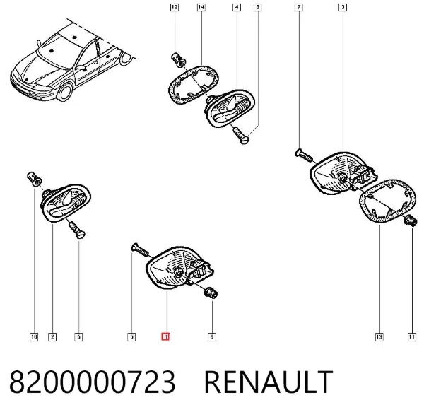 Manija interior izquierda delantera/trasera de puerta 8200000723 Renault (RVI)
