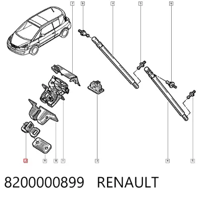 Pieza de cierre de la cerradura del portón trasero RENAULT 8200000899