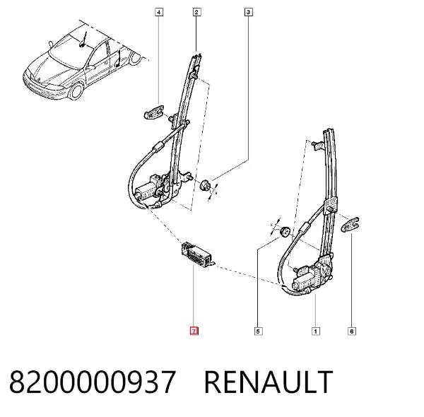 Mecanismo de elevalunas delantero izquierdo 8200000937 Renault (RVI)