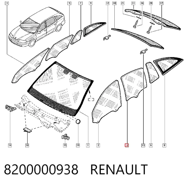 Mecanismo de elevalunas delantero derecha 8200000938 Renault (RVI)